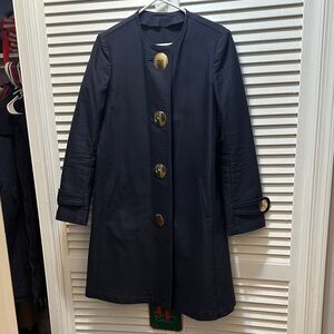 Burberry Navy Coat with Gold Buttons Size 44